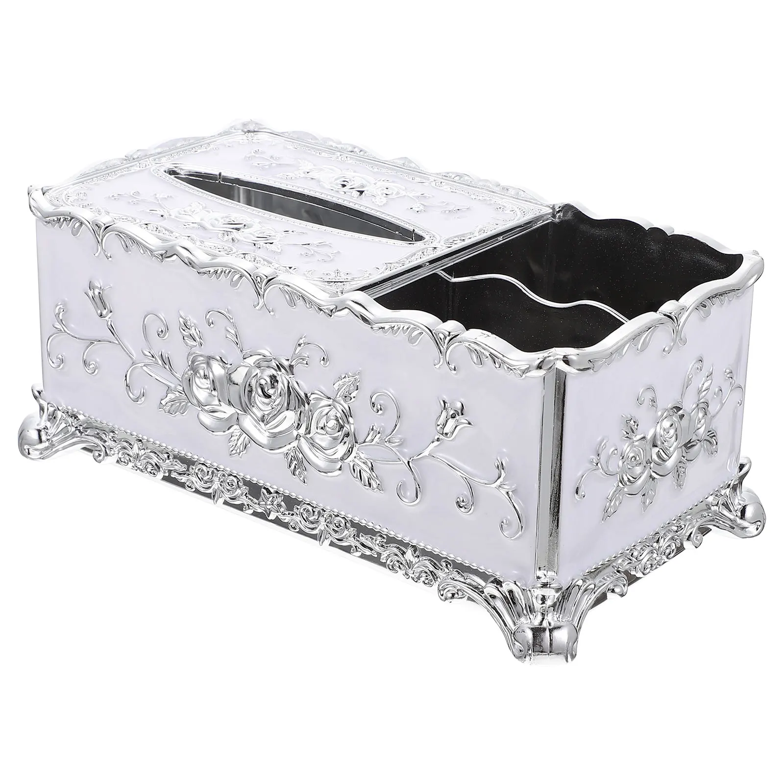 

Пластиковый держатель для салфеток, настольный офисный диспенсер для бумажных салфеток, настольный чехол для хранения, серебряный ретро-хранение, бытовой органайзер