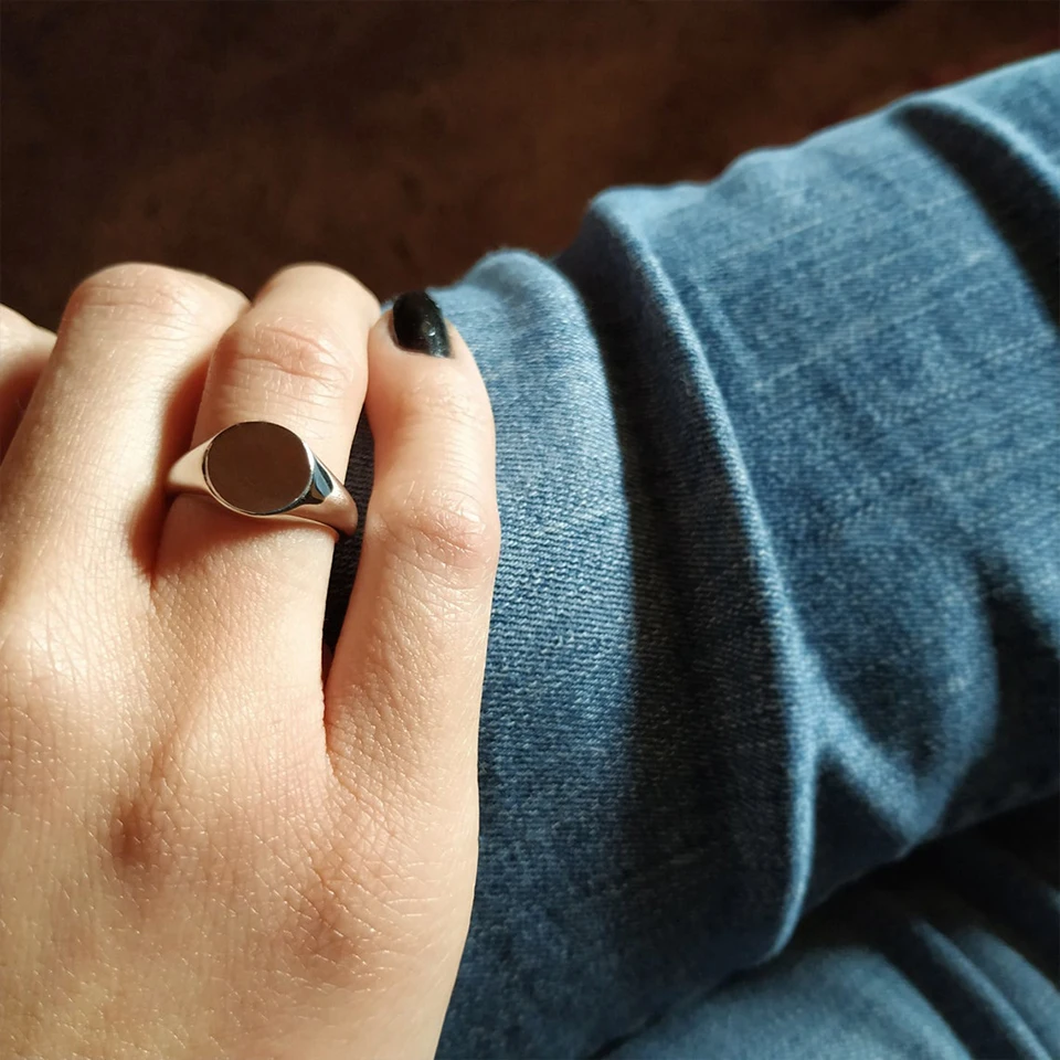 EMANCO Edelstahl Punk-Stil Minimalistischer Runder Ring Vergoldet Damenringe für Partys und Festivals – Detail 5