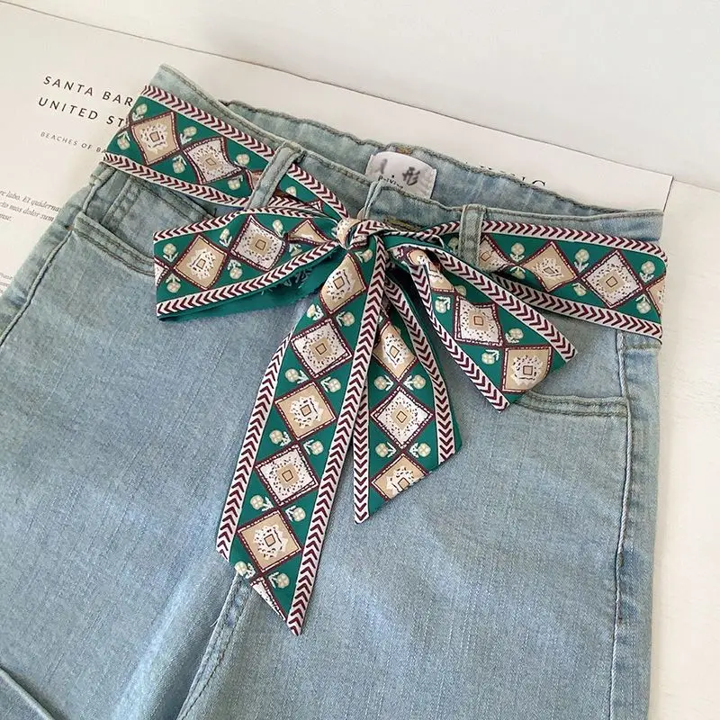 Extra-long Slim Double-sided French-style Scarf Women – Perfect for Ponytail Holders Braiding Bag Straps As A Stylish Waist Belt