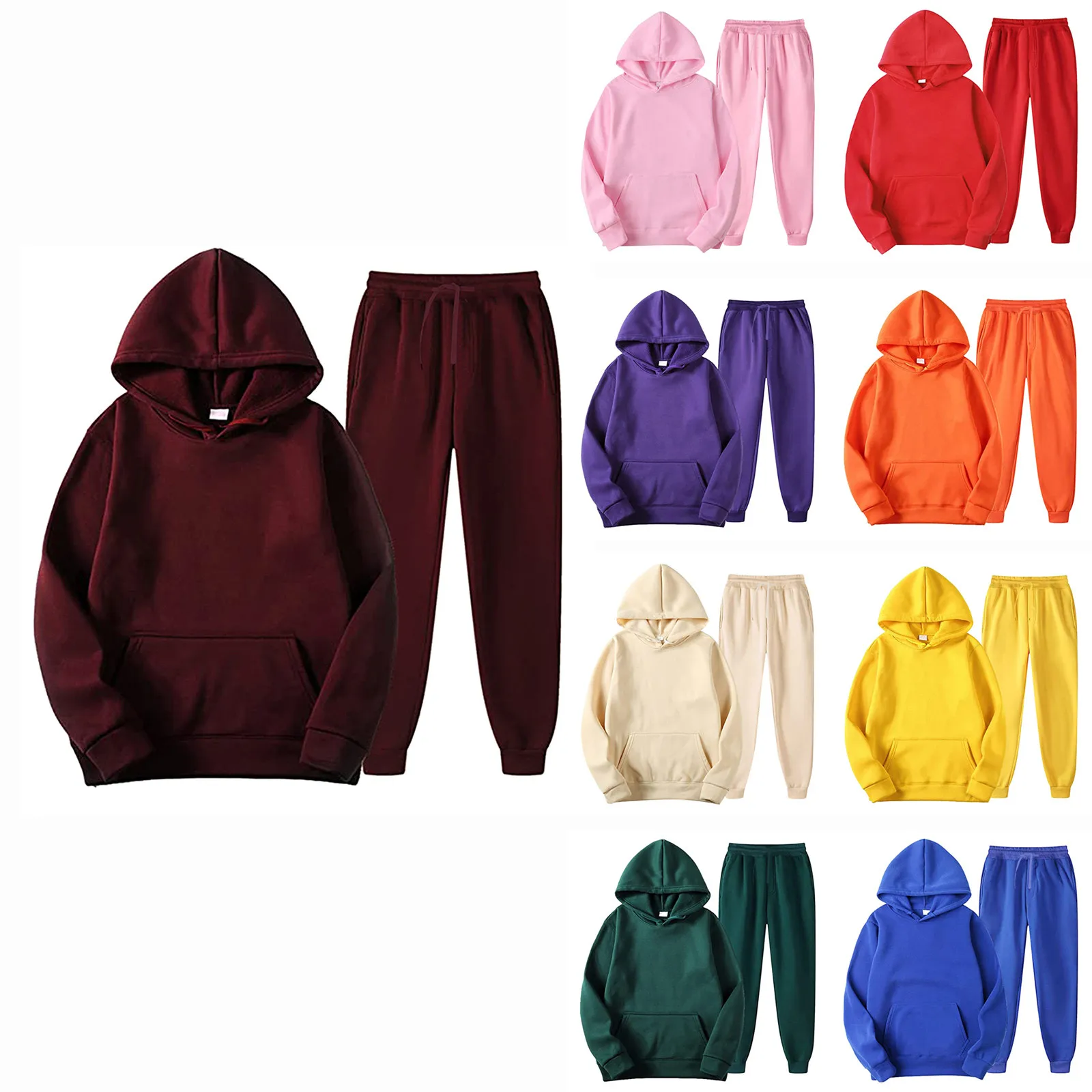 Men And Women Sports Suit Autumn And Winter Leisure Solid Color Hooded Jogging Clothing Sportswear Male Set Elegant Work Wear