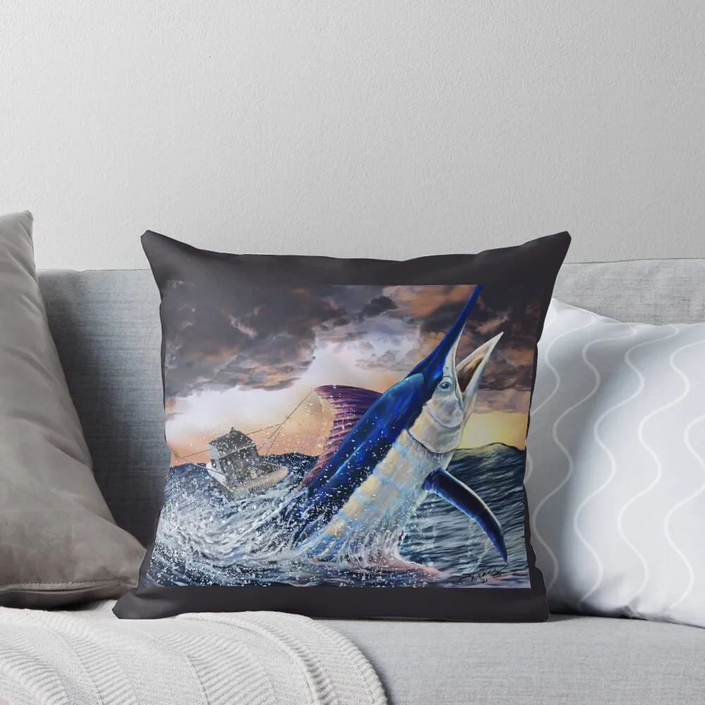 Blue Marlin Sunset Storm Throw Pillow ornamental pillows Sofa Pillow Cover Cushion Cover Luxury Custom Cushion Photo pillow