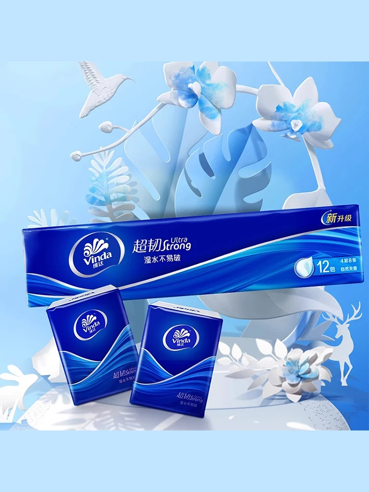 Vinda Fazzoletto di carta portatile 4 strati 8 eets Carta igienica ultra resistente senza profumo piccola Pa V0036 Asciugamani di carta Life