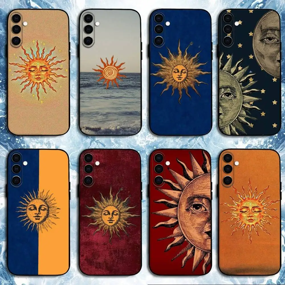 

Retro Sun Planet Cocktail Phone Case For Samsung Galaxy A73,A72,A71,A70,A53,A52,A51,Others Soft Black Shell