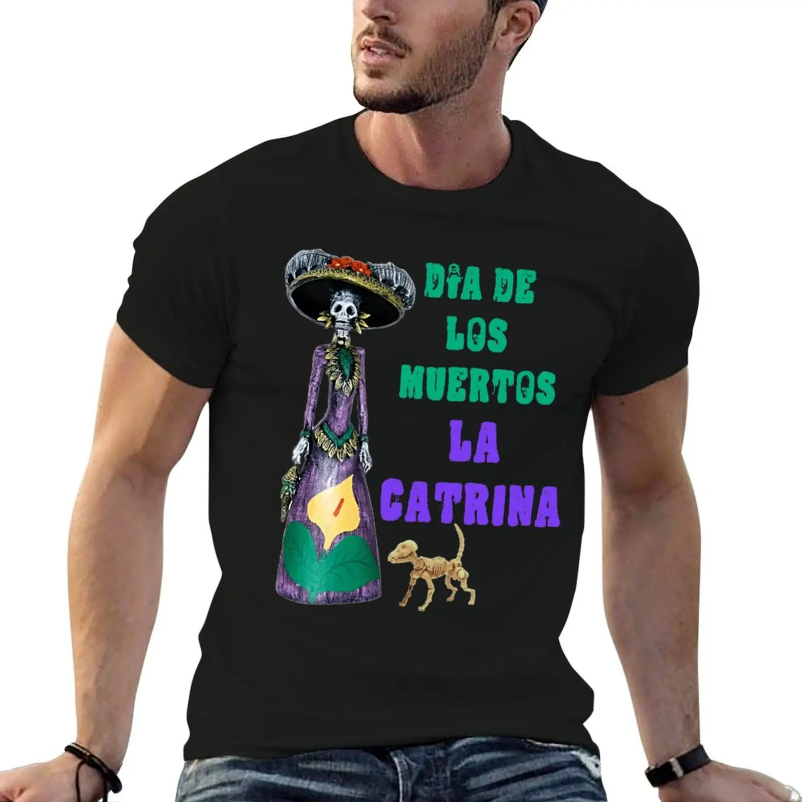 La Catrina Mexican Skeleton Dia de los Muertos T-Shirt custom t shirt plain graphic t shirts designer t shirt men