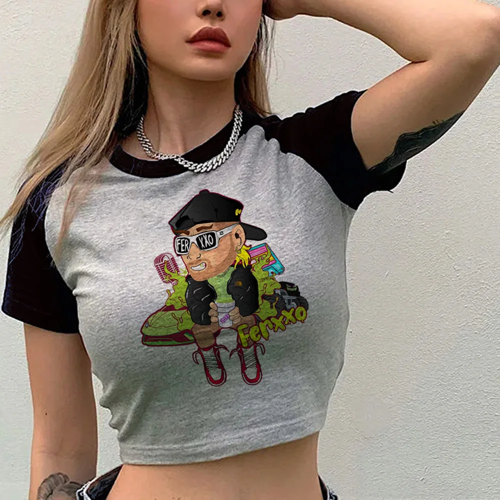 Feid fairycore yk2 streetwear  crop top Female cyber y2k manga goth hippie t-shirts tshirt