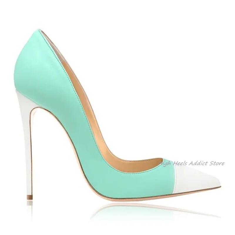 Sexy Mixed Colors Pumps Women Pointed Toe Shallow Stilettos Leather High Heels 2024 Designer Big Size Party Office Dress Shoes