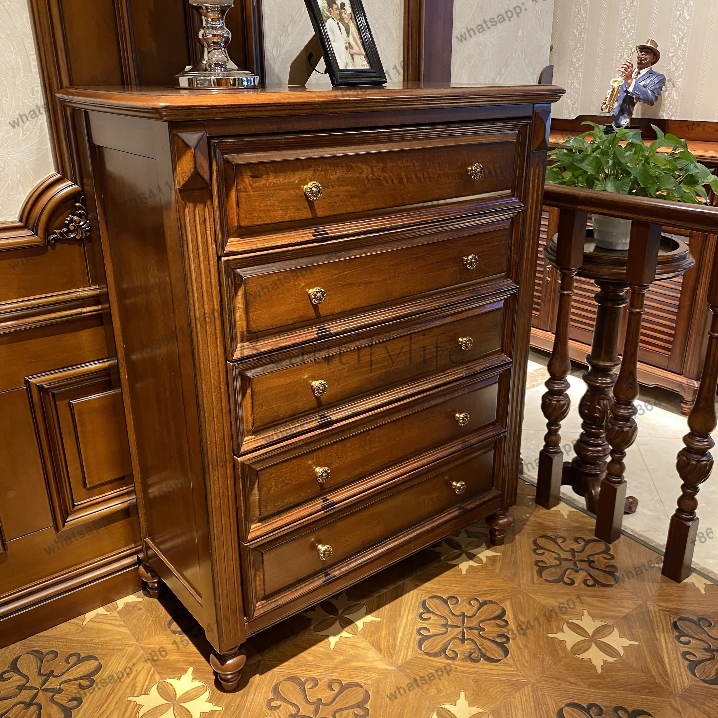 American solid wood five-bucket TV side cabinet storage entrance cabinet length 900 * width 450 * engage in 1137mm