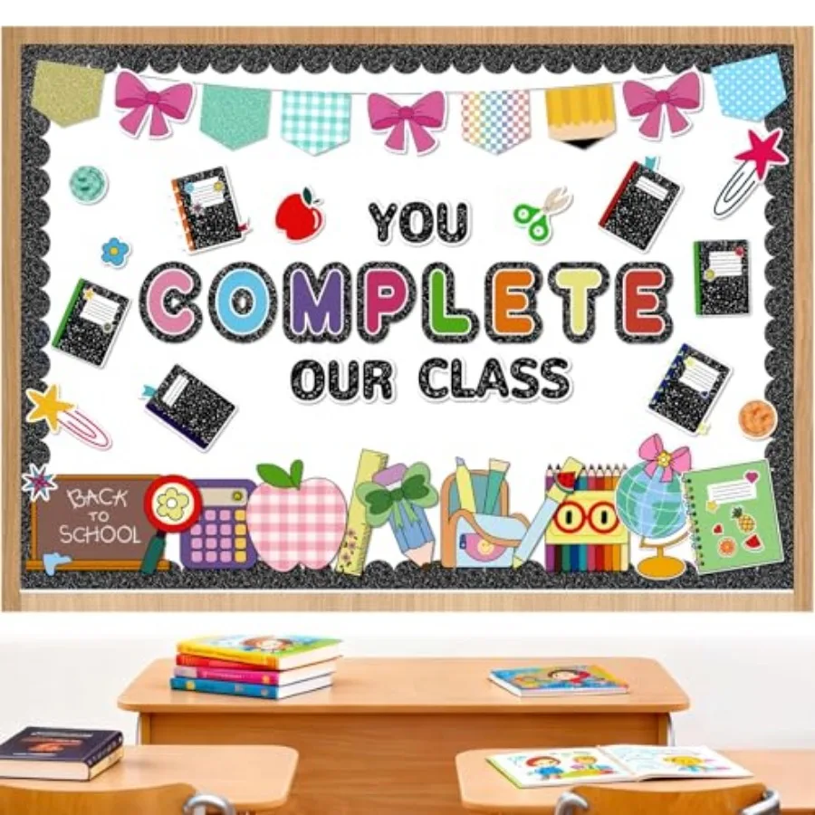 

Composition Notebook Bulletin Board Set, You Complete Our Class Bulletin Board Decoration, Composition Notebook Paper Bow Apple
