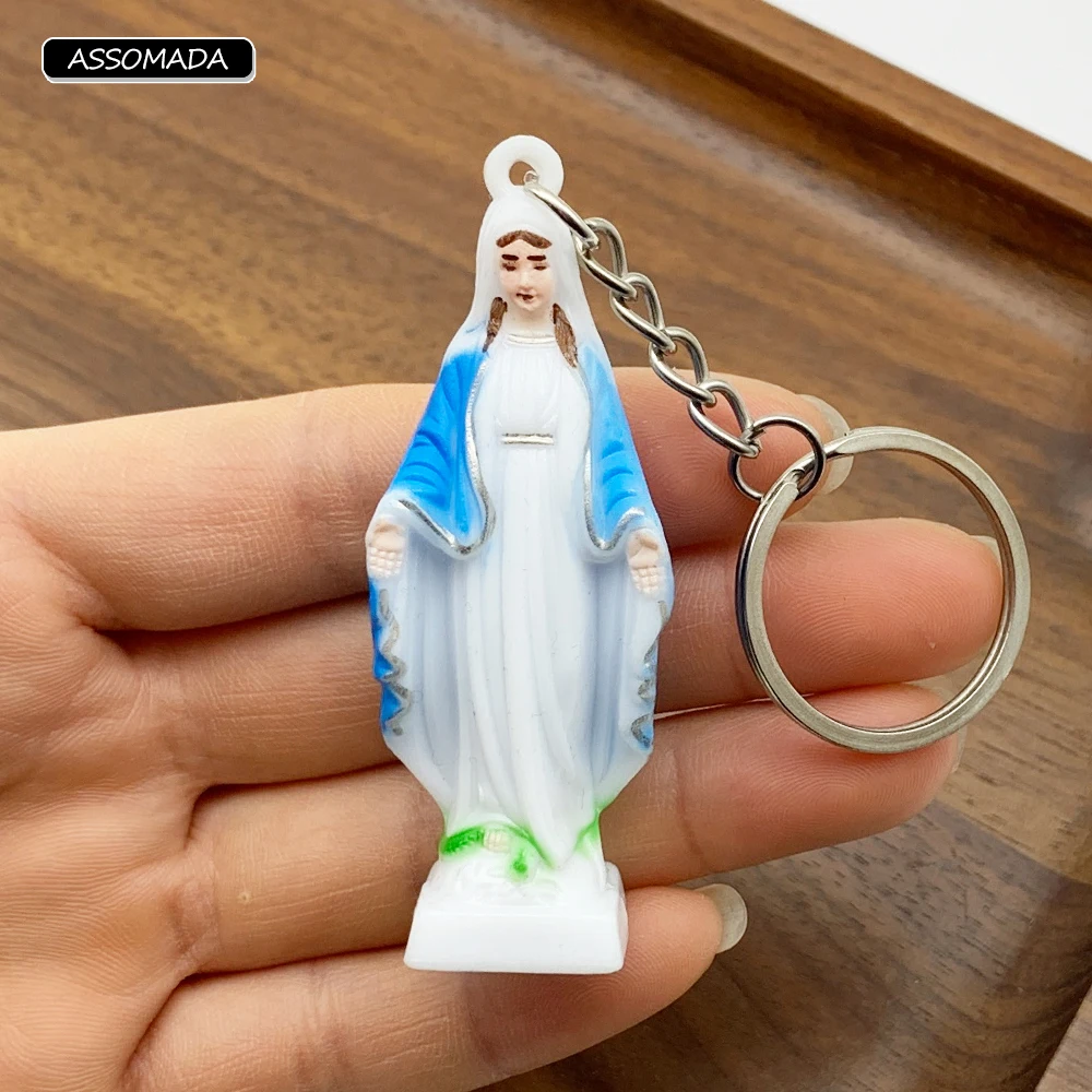 Luminous Virgin Mary Keychains For Women Men Gift Colour Noctilucent Christian Religion Mary Car Key Chains Accessories ASSOMADA