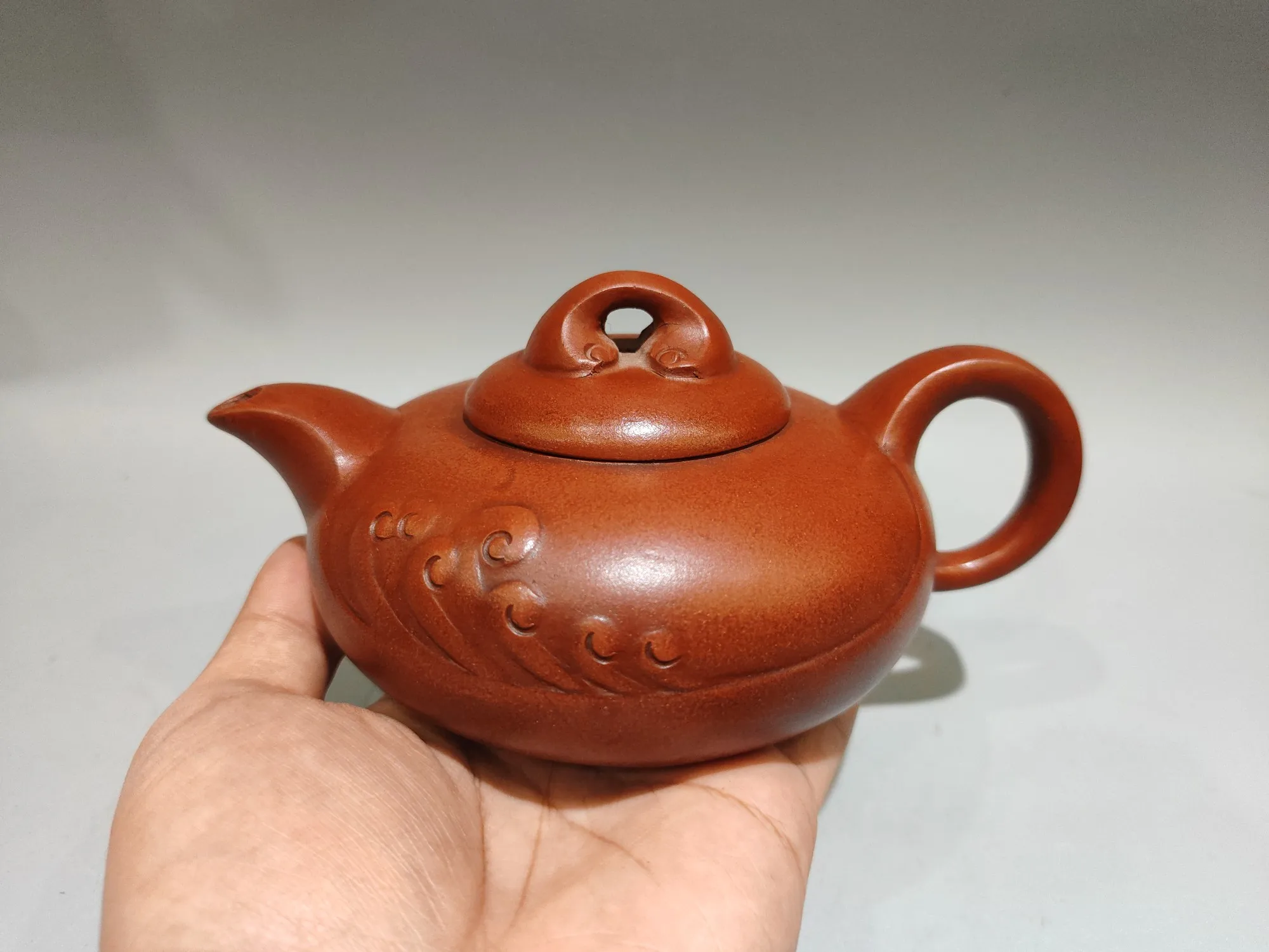 Yixing Teapot Purple Clay Pot Red mud Ruyi Wave Pattern Pot Teapot Kettle Tasting tea ceremony Ornaments