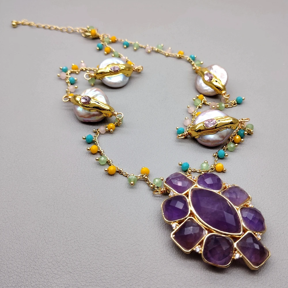 35x44mm pingente de ametista c - Crystal Choker Necklace avaliação e preço
