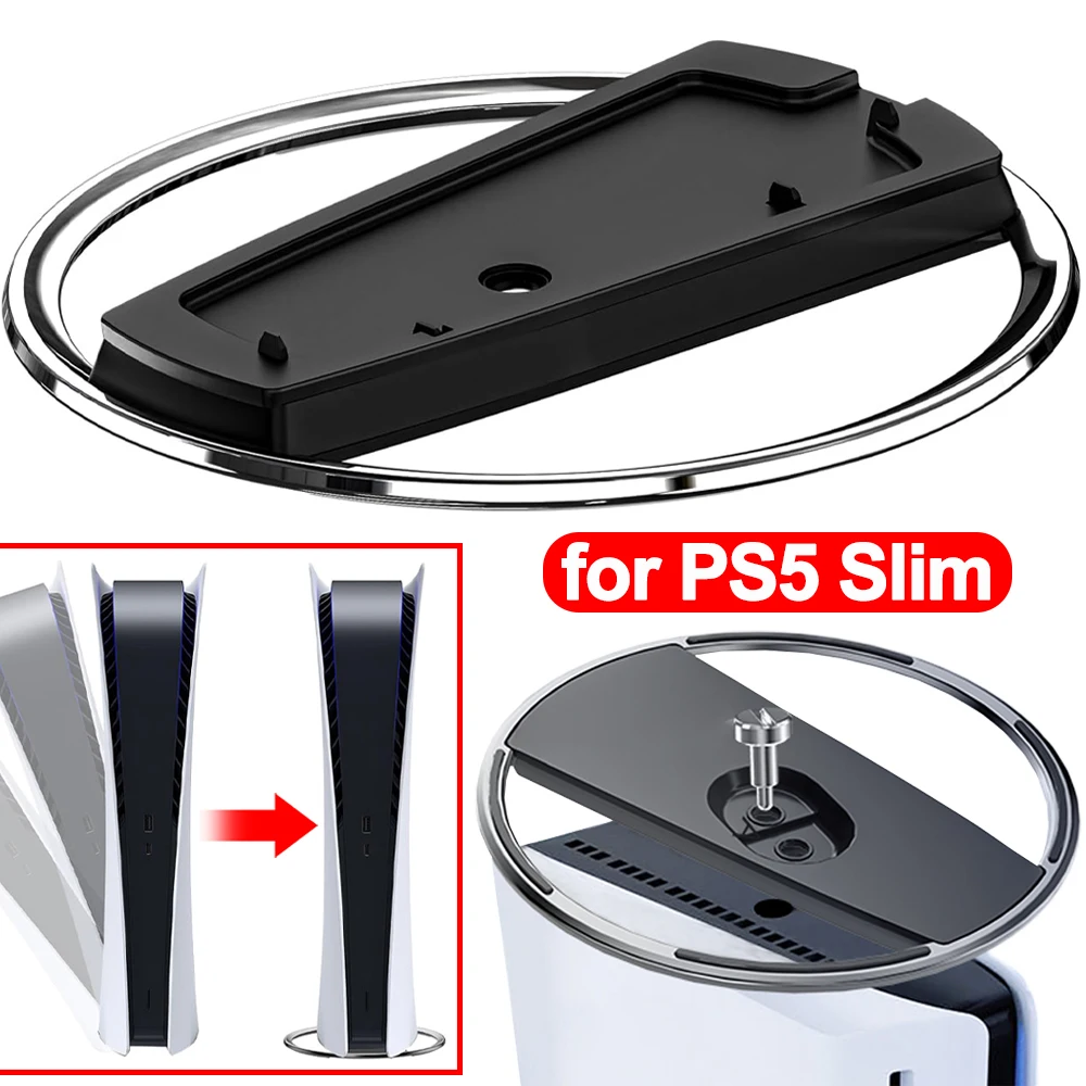 For PS5 Slim Consoles Vertical Stand Non-Slip Base Mount for Sony Playstation 5 Slim Game Console Base Bracket Anti-Slip Pads