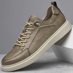 Chaussures Oxford décontractées en cuir véritable pour hommes, chaussures de jogging respirantes, chaussures provoqué d'affaires surélevées, marque de haute qualité