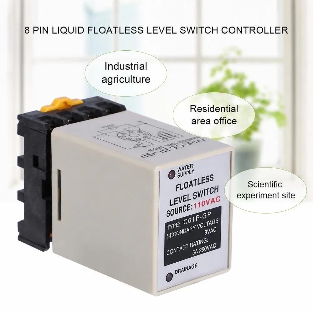 AC110V Floatless Level Switch 50/60Hz With Base Water Level Sensor Flame Retardant Shell Environmental Grade Liquid Level Switch