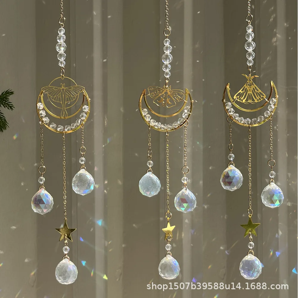 3PCS Crystal Suncatcher Butterfly Wind Chimes Sun Catcher to Hang Hanging Glass Prisms Pendants for Yard Garden Decorations