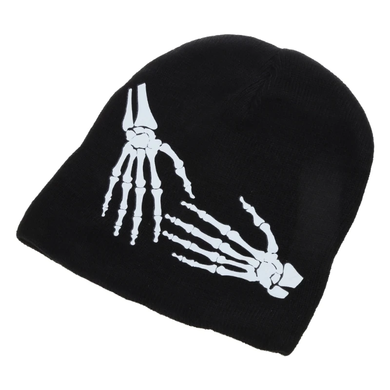 Gorro mano esqueleto Y2K Gorro luminoso Skullies Gorro Baggy Slouchy Beanie Skull Web Beanie Hat