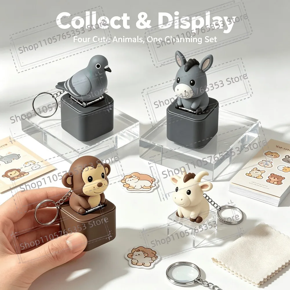 Monkey,pigeon,Pigeon Animal Button Keychain with LED Sensory Design Ring Sound Emitting Seagull Keychain Pendant Decorative