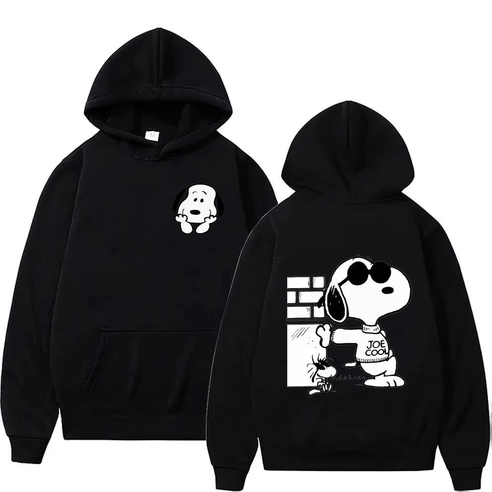 

MINISO Snoopy Cartoon Anime Women Pullover Tops Spring Autumn Men Sweatshirt Black Couple Hoodie Clothes