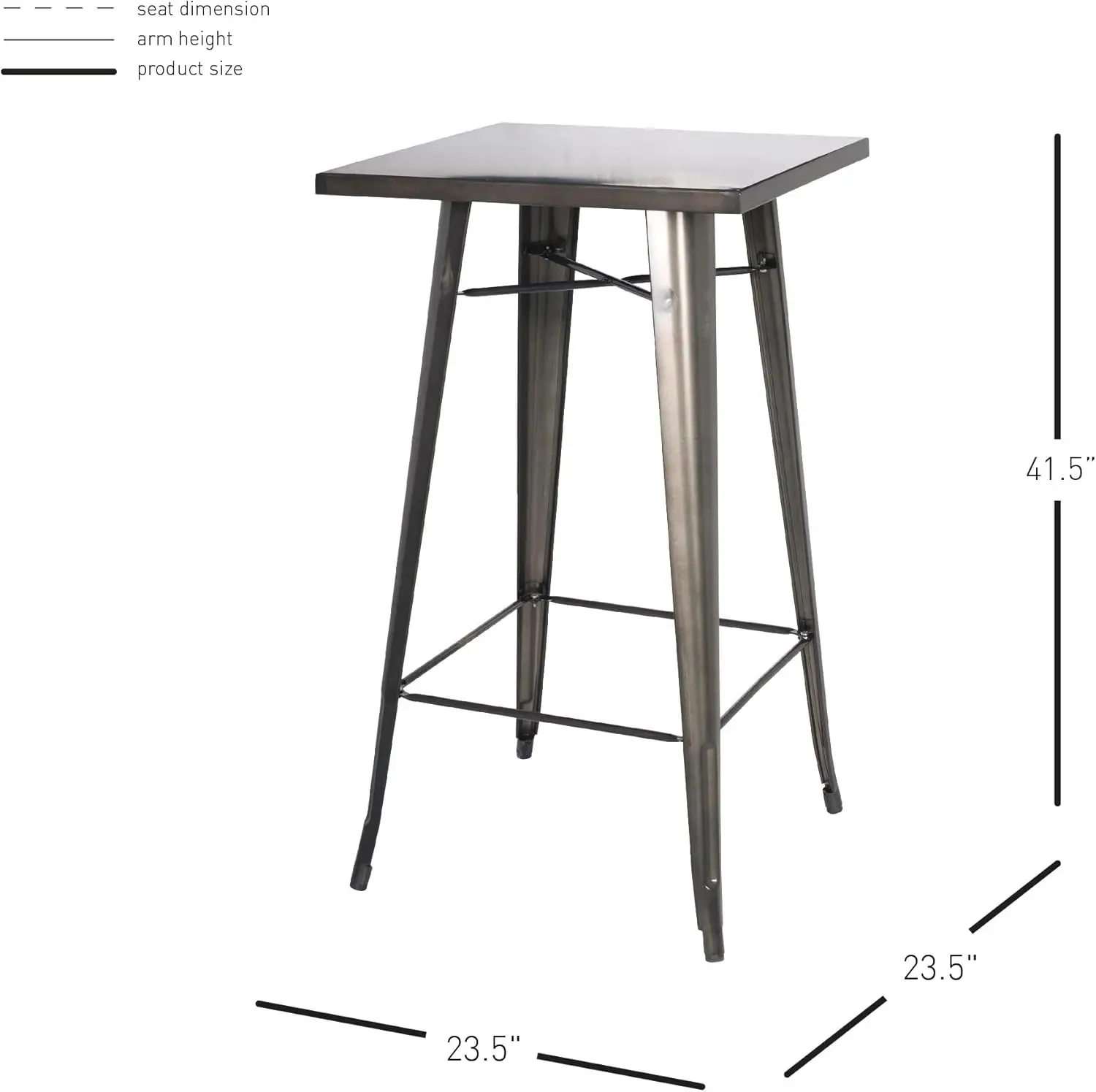 Meja Bar logam Metropolis Direct New Pacific, Gunmetal Grey