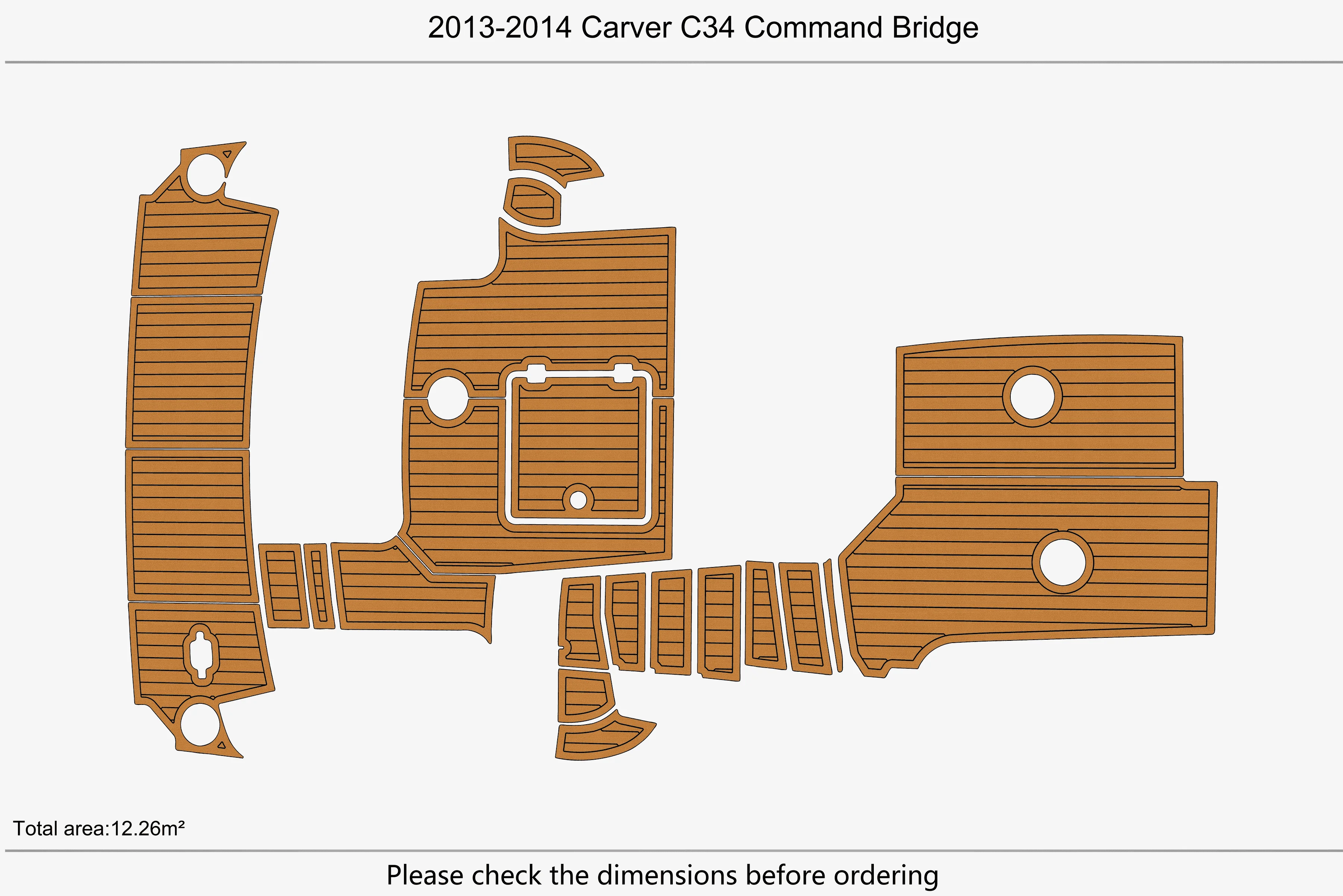 Non-Slip EVA Marine Mat Self-Adhesive 6mm Yacht Cockpit Pad for 2013-2014 Carver C34 Command Bridge Boat Decking Easy Install
