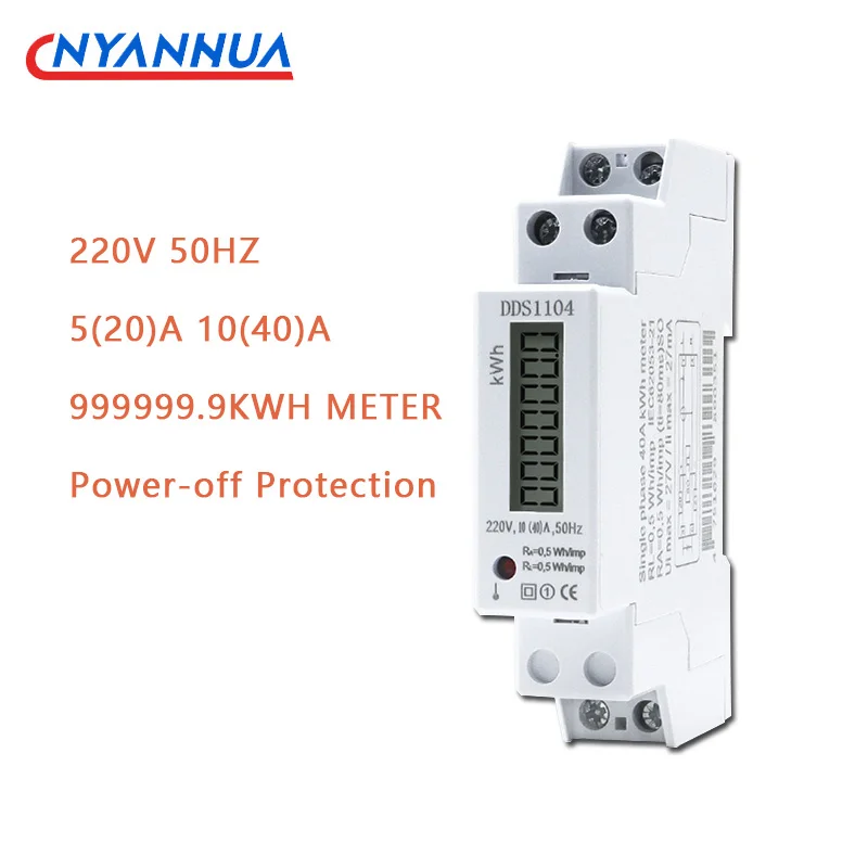 Household Electricity KWH Meter 20A 40A 220V Din Rail 1P Single-Phase Electronic Energy Consumption Meter