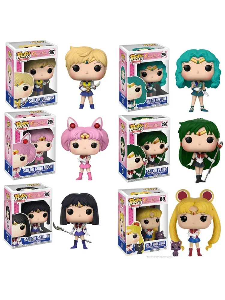 FUNKO POP Sailor Moon Serie Luna 89 Chibi 295 Pluto 296 Uranus 297 Neptun 298 Saturn 299 Modellfiguren Sammlung Spielzeugmodelle