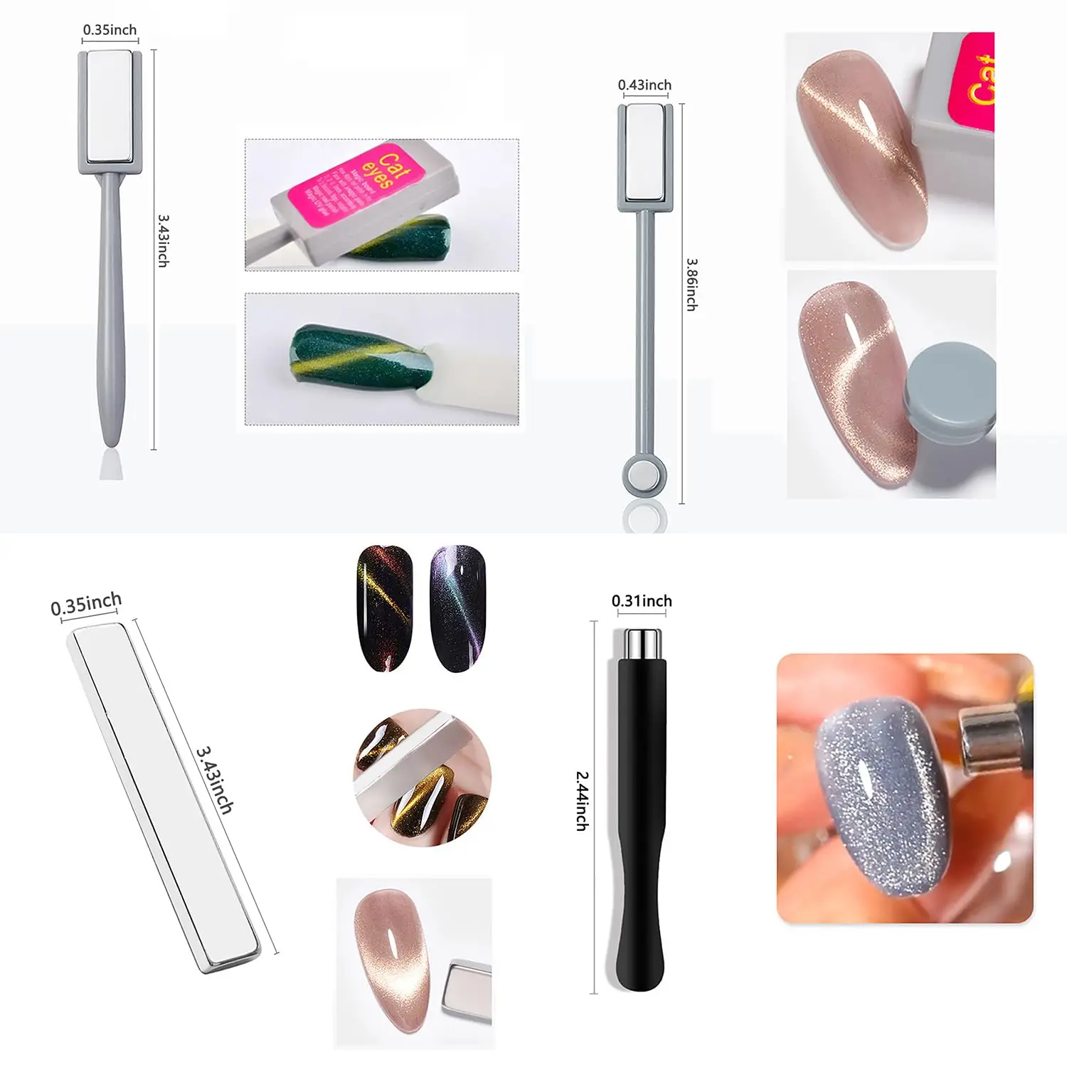 10Pcs Cat Eye Magnet Set Nail Art 3D Effect Magnetic Stick Cylinder Wand Strong Gel Polish Tools Nail Art Manicure view 3