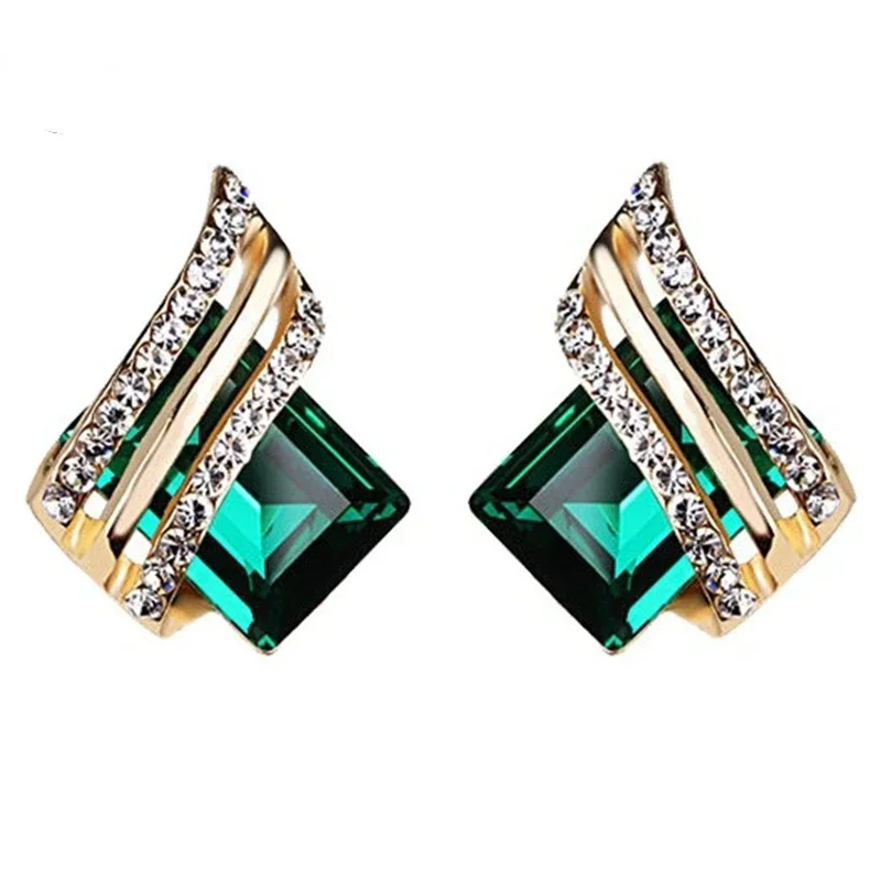 Fashion Gold-plated Zircon Earrings Crystal Earrings Engagement Earrings for women Princess Jewelry Birthday Anniversary Gifts image 5