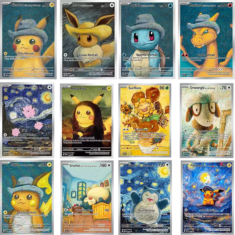 

Ptcg DIY Van Gogh Museum Pikachu Collection Charizard Squirtle Mewtwo Self Made Collection Card