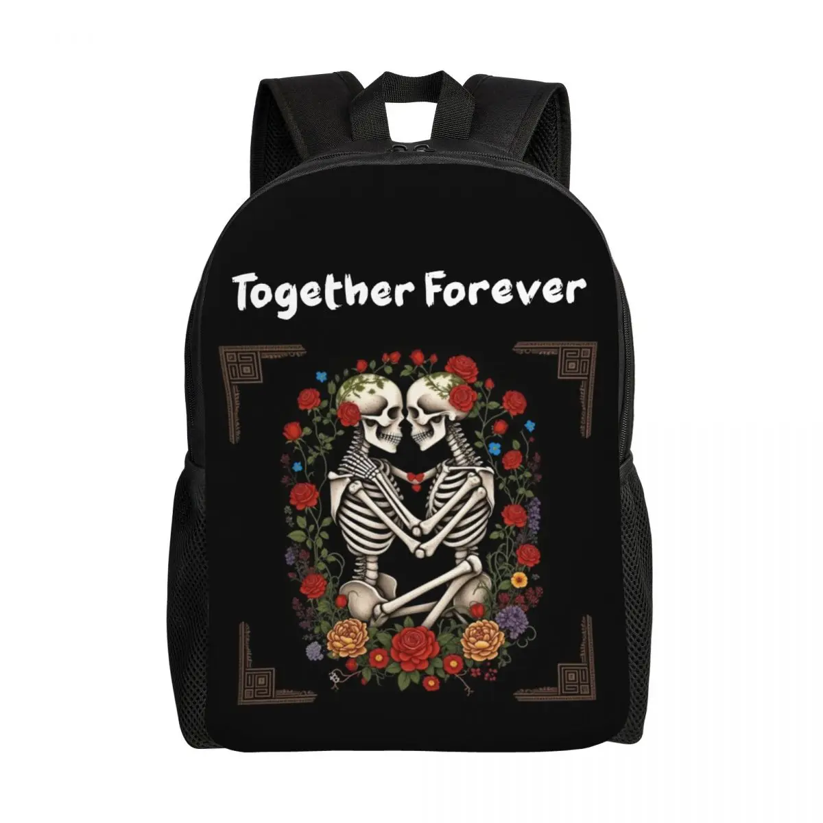 

Рюкзак со скелетами на Хэллоуин для влюбленных для мужчин и женщин, водонепроницаемая школьная сумка для колледжа вместе навсегда, сумка для книг с принтом