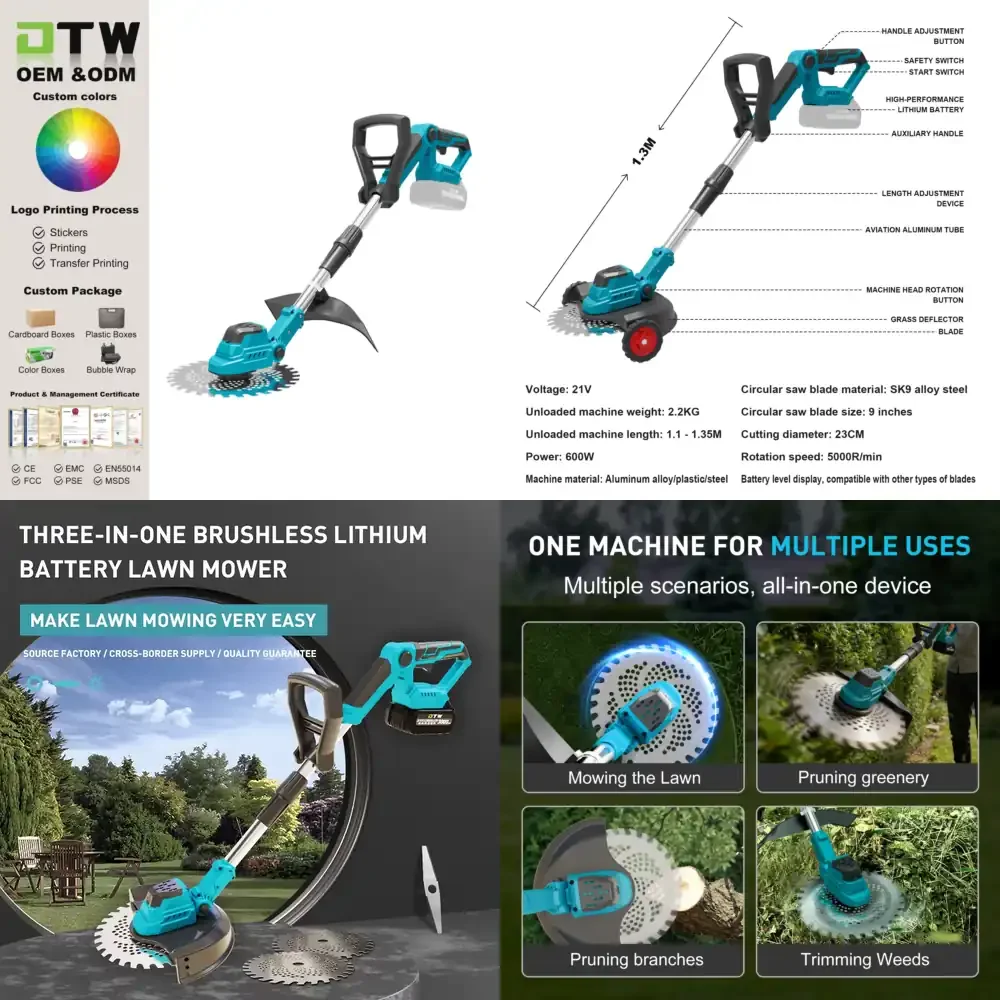 DTWA3-0012 Garden Tools Electric Battery Powered Lawn Mower Grass Trimmer Brush Cutter Weed Wacker Battery Power String