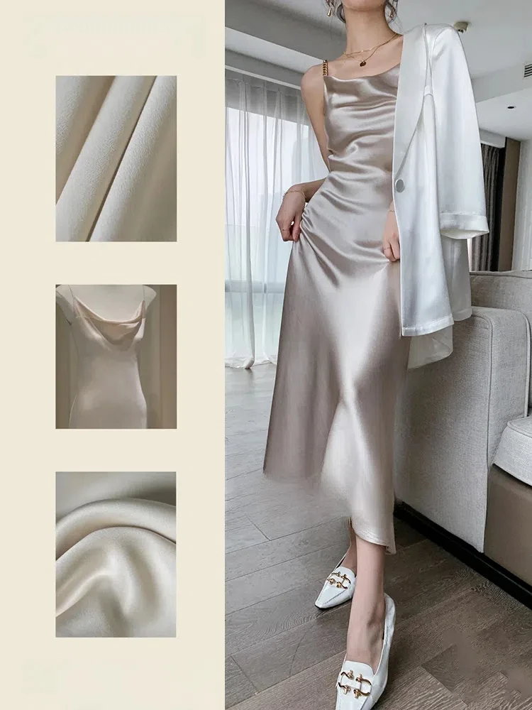 قماش حمض الأسيتيك عالي الكثافة للخدمة الشاقة، فستان من الساتان، تنورة سترة، قماش مصمم ملابس Xiaoxi #4