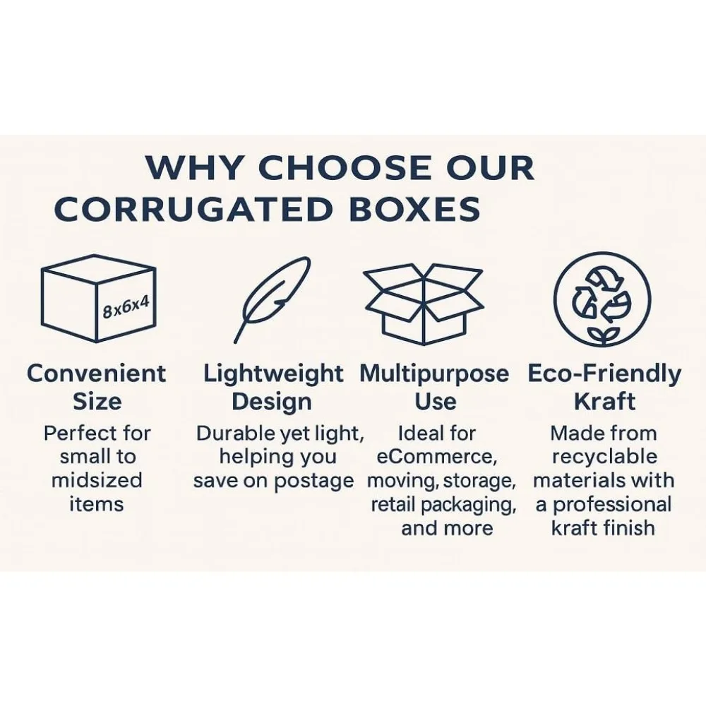 Strong Cardboard Corrugated Moving Boxes - 150 Pack 8x6x4 Inches, Ideal for Packing, Mailing, and Storage