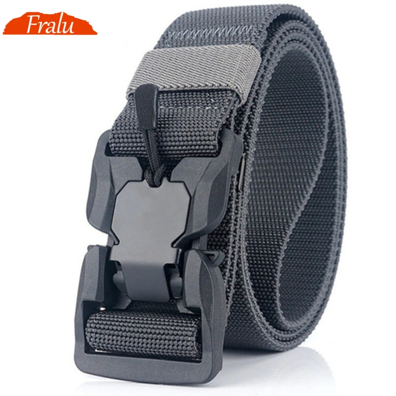 FRALU New Tactical Belt Quick Release Magnetic Buckle Military Belt Soft Real Nylon Sports Accessories YD881