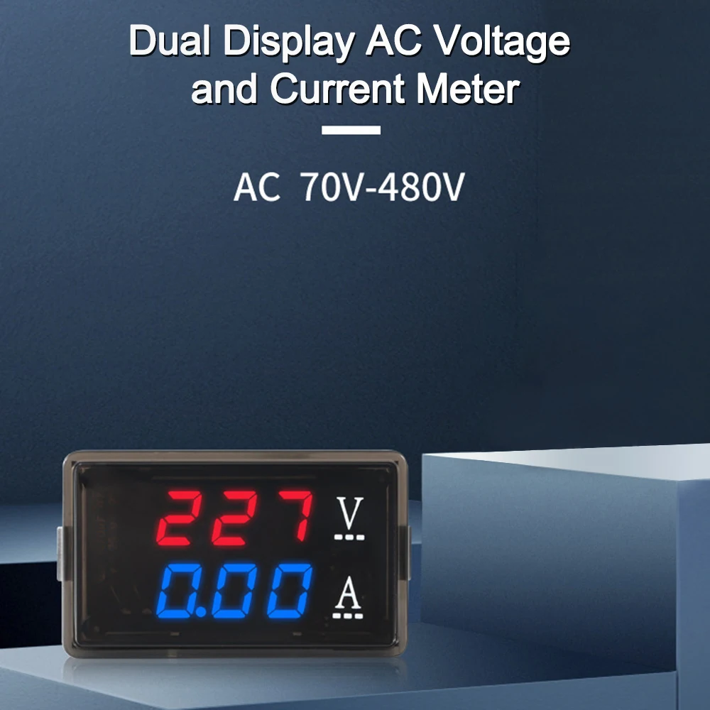 Digital Voltmeter Ammeter AC70-480V 10A 100A Blue + Red LED Dual Digital Amp Volt Meter Gauge