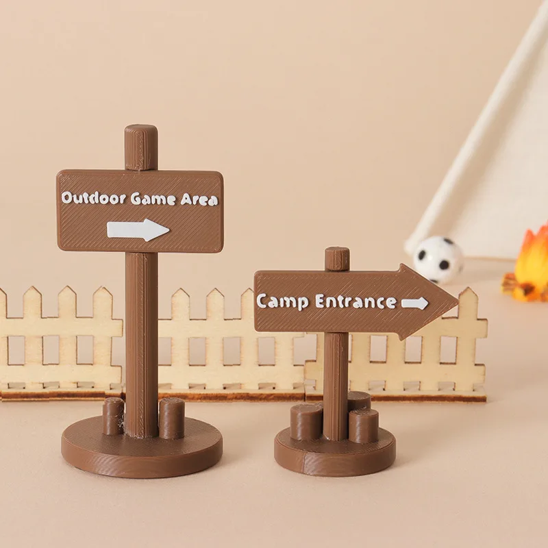 

1:12 Scale Dollhouse Miniature Camping Signpost Set, Outdoor Directional Sign Model, Diorama Scene Prop & Desktop Decor for BJD