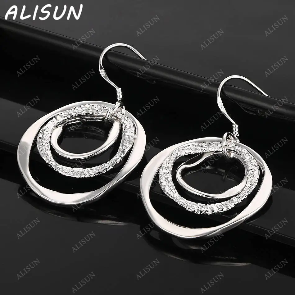 

ALISUN 925 Sterling Silver Triple Irregular Circle Earrings Drop Earrings For Women Creativity Gifts Street All-match Party