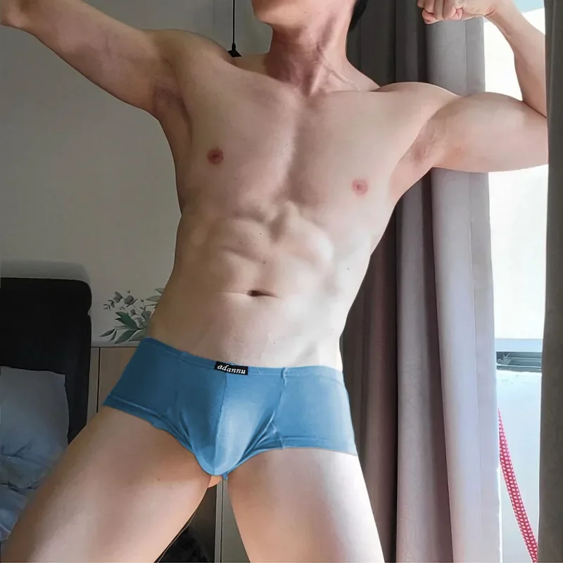 

Men's Sexy Low Rise U-Convex Pouch Boxers Modal Soft Underwear Breathable Sporty Dailywear High Elastic Bottoms Seamless Trunks