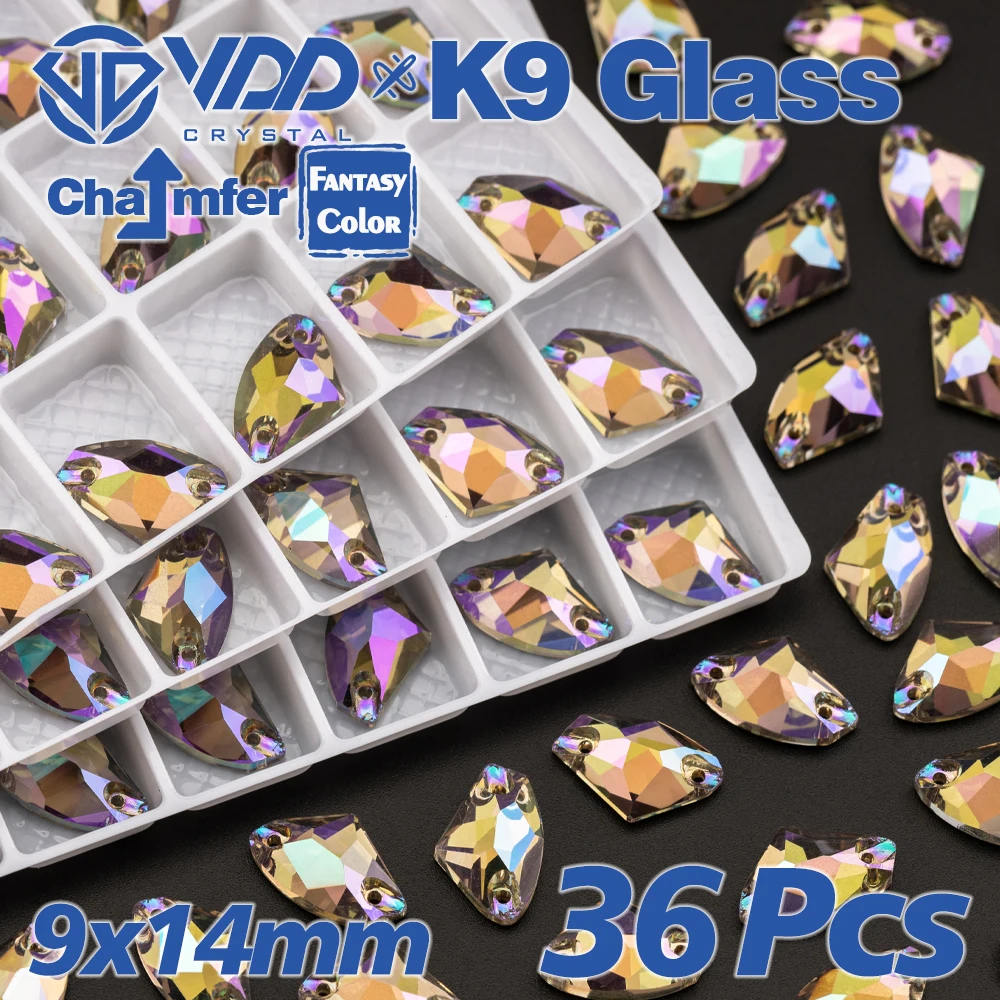 VDD ضوء شبح جديد الخيال اللون أعلى جودة K9 الزجاج خياطة على أحجار الراين الخياطة الكريستال مسطحة الحجارة لإكسسوارات الملابس