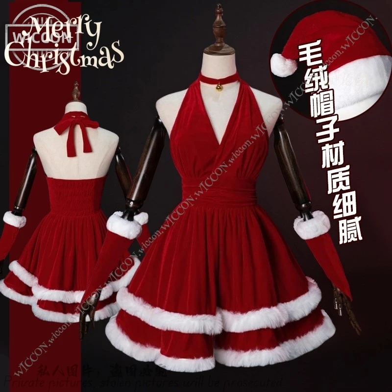 Christmas Costume Sexy Pure Women's Cosplay Red Dress Christmas Cosplay Women's Costume RolePlay Sexy Temptation of The Night