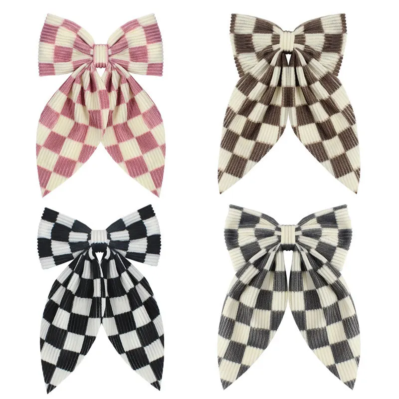 

Fable Hair Bows for Girls Knit Ribbon Short Tail Bowknot Alligator Clips Plaid Hair Accessories for Little Baby Kids 10pcs