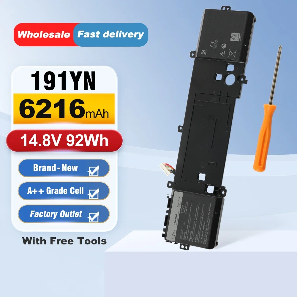 

Аккумулятор для ноутбука ETESBAY 191YN 92Wh, 8 ячеек, совместим с Dell Alienware 15 R1 R2 ALW15ED ALW15CD ALW15ER Series 410GJ 2F3W1 08NH