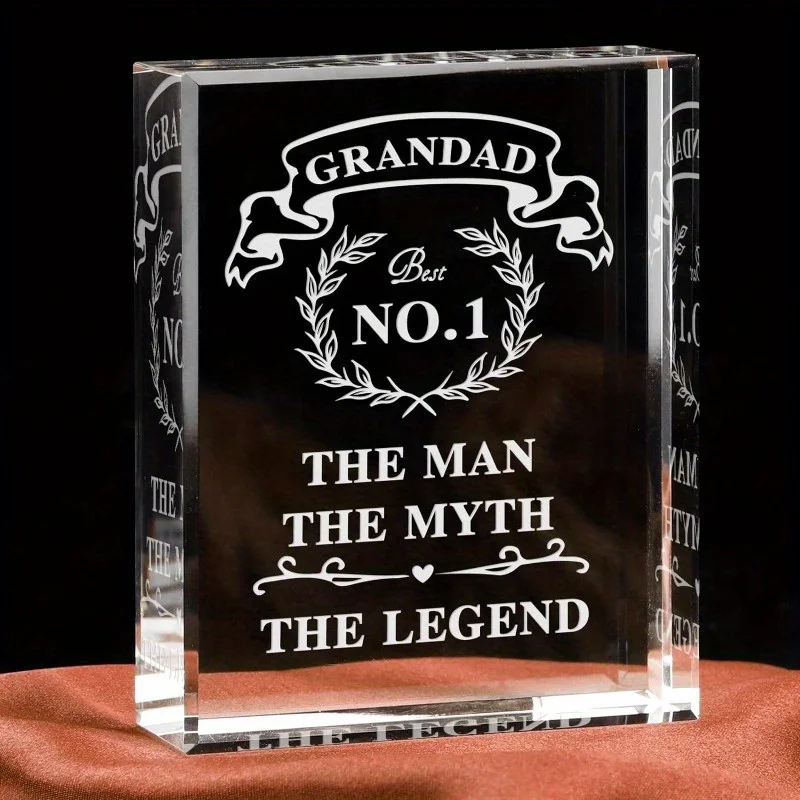 Grandfather Engraved Crystal: Appreciation/Birthday Gifts from Grandson/Granddaughter.