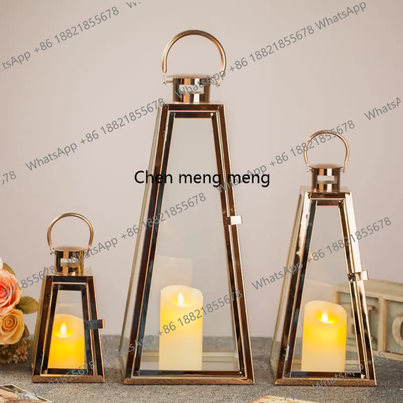 

stainless steel wind lamp stainless steel candlestick wedding wrought iron wind lamp candlestick props windproof road guide