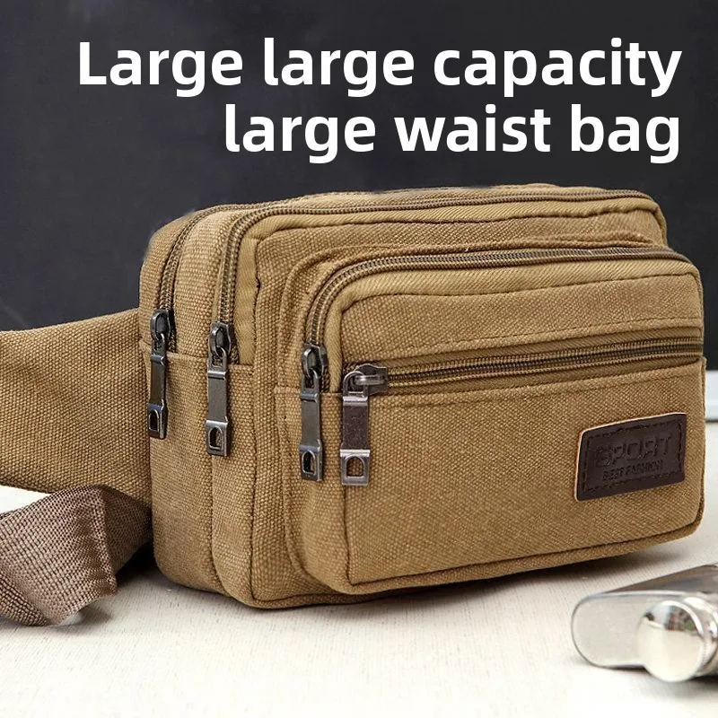 

Многослойная повседневная поясная сумка из холщовой ткани для стройплощадки, износостойкая сумка для телефона, спортивная нагрудная сумка для денег