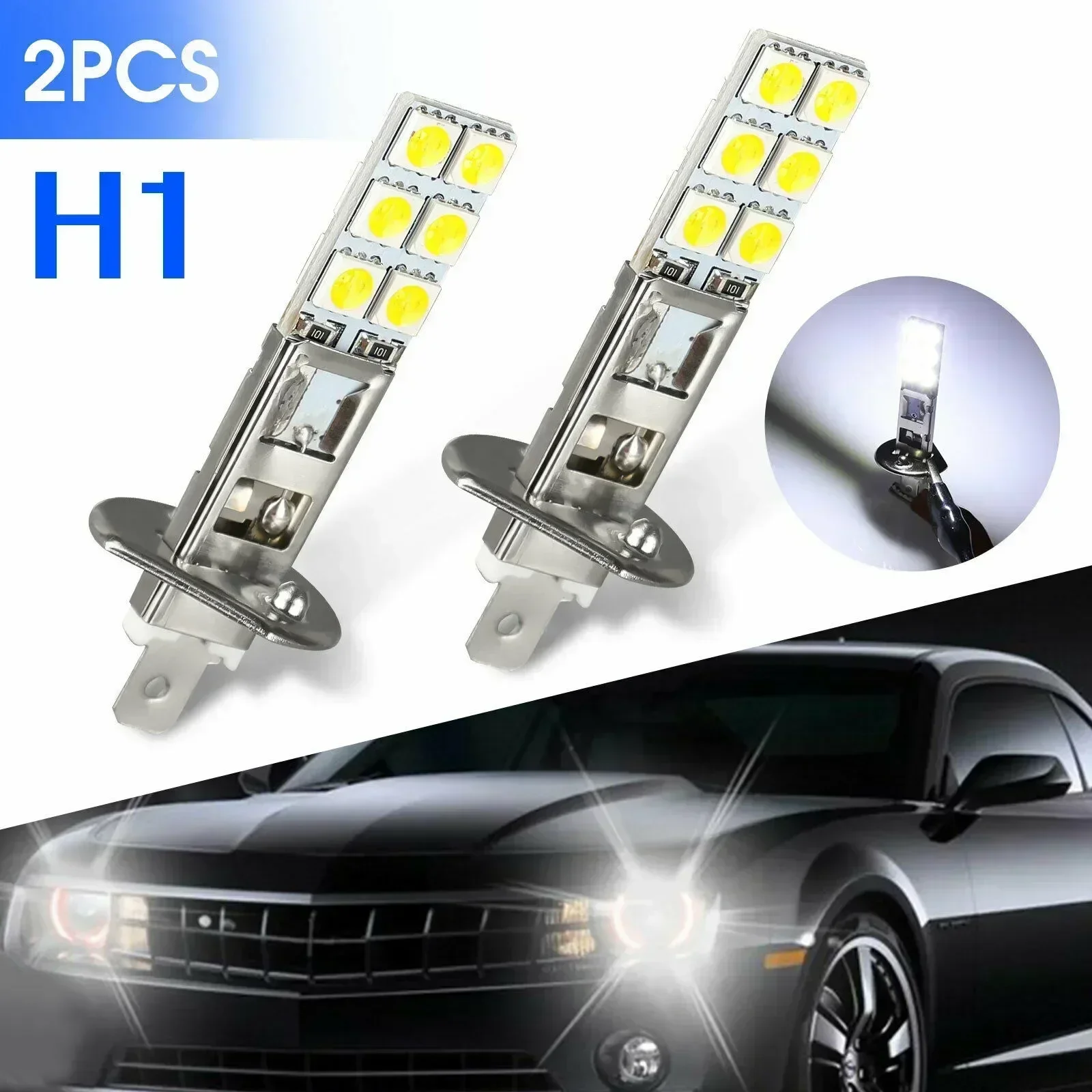 2PC 55W LED Headlight Bulbs Kit Fog Driving Light H1 6000K Aluminum Waterproof 1800LM 12V-24V Daytime Running Light For Car Part