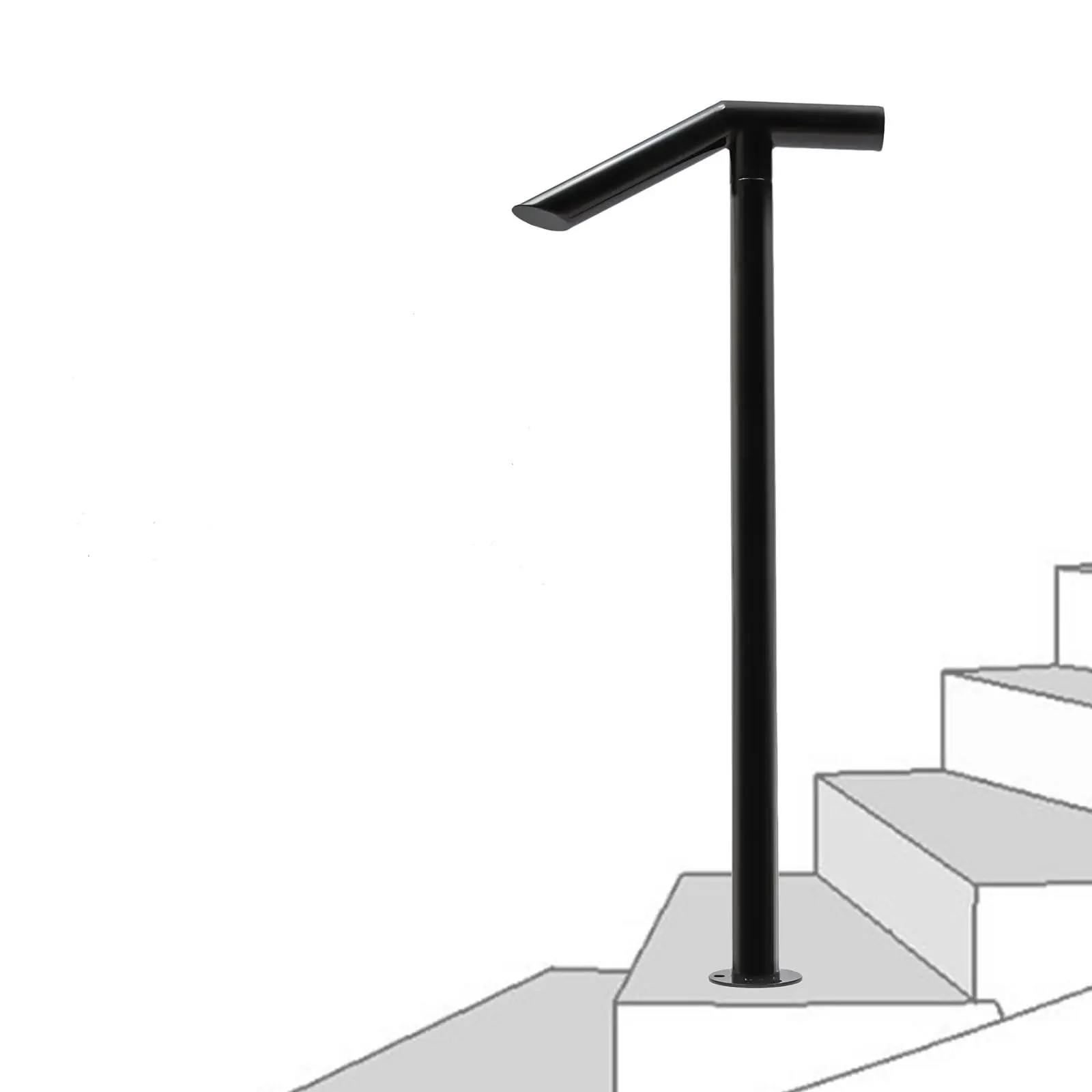 

Mochag 3.15ft Step Railing, 1-2 Steps Outdoor Stair Railing Handrails Kit, 220Lbs Capacity Single Post Iron Stair Hand Rail, Fre