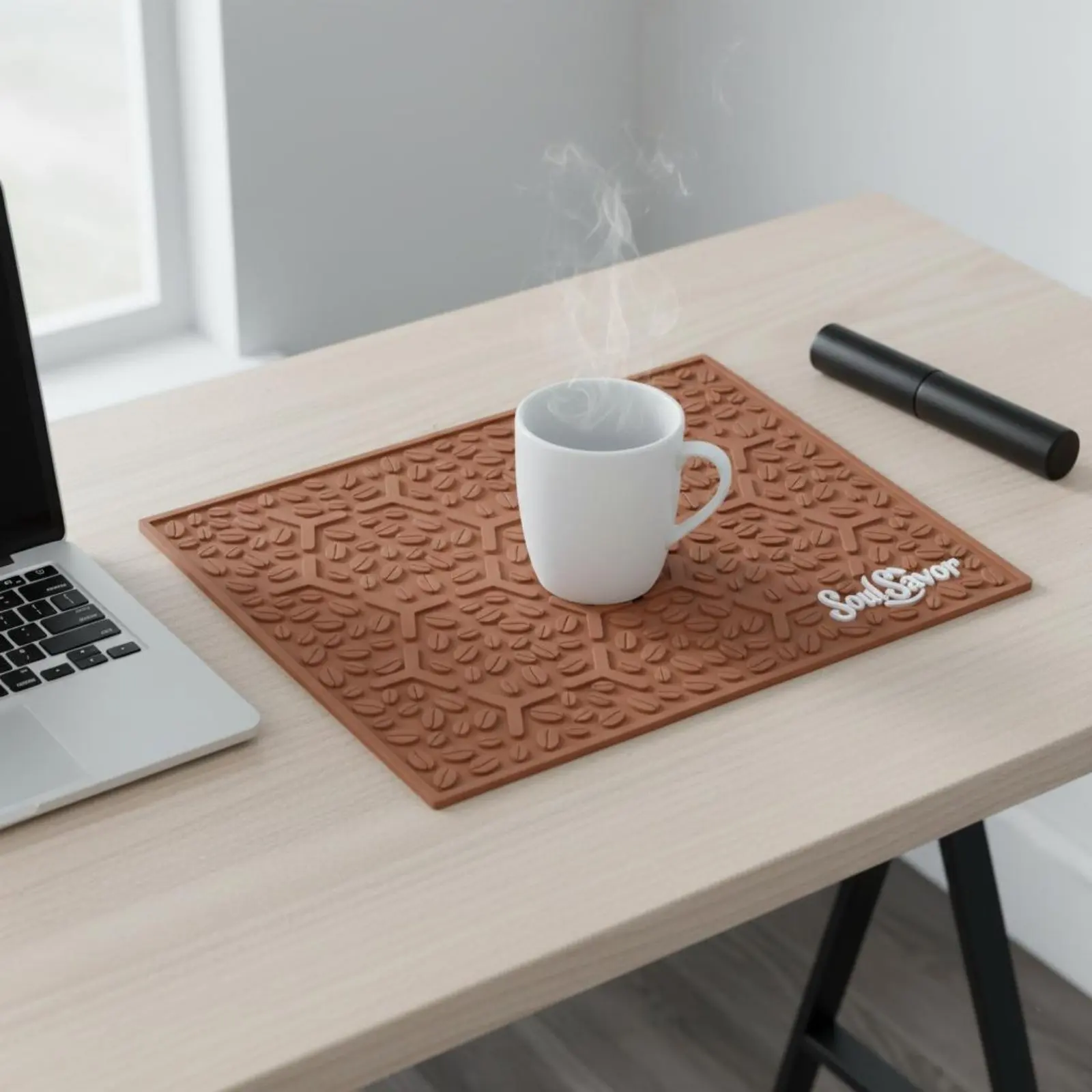 

Coffee Bean Pattern Draining Mat Heat Insulating Coffee Bar Mat Kitchen Accessory Flexible Versatile for Restaurant