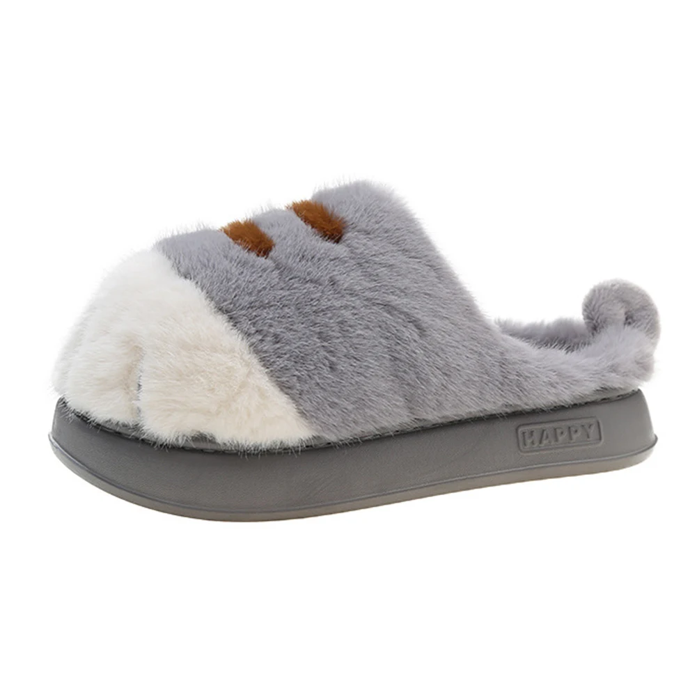 Pantofole in peluche con zampa di gatto 3D Scarpe da casa slip-on calde Comode pantofole da casa soffici Pantofole da coppia con zampa pelosa per camera da letto interna