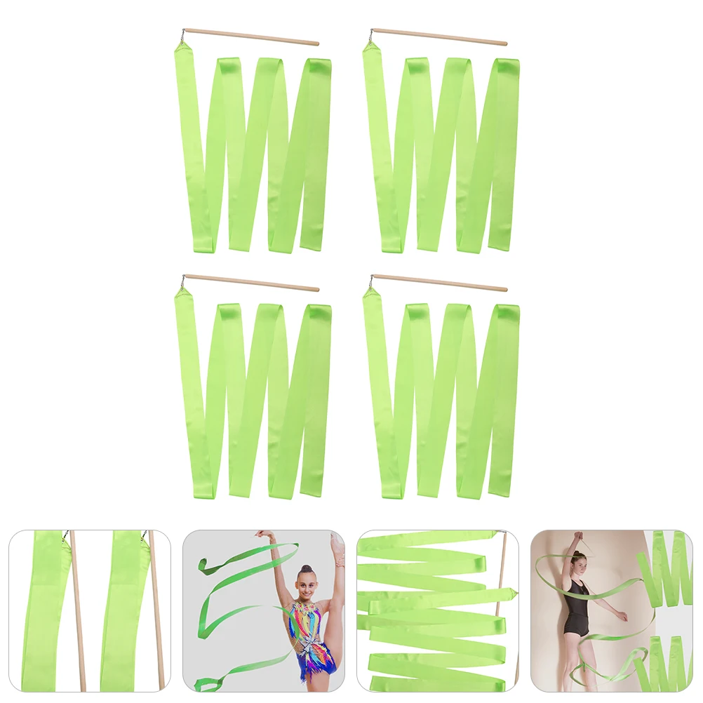 

4 Pcs Gymnastics Ribbons Durable Material Kids Dancing Streamers Ideal Baton Twirling Circus Skill Color Guard Accessories